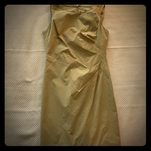 Khaki work dress Banana Republic ruched shift